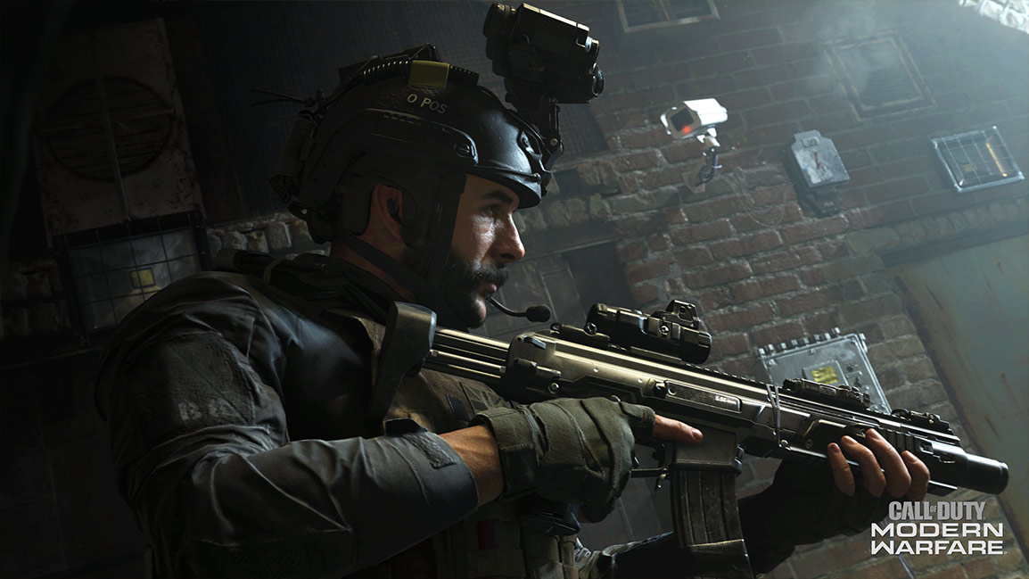 Call of Duty Modern Warfare screenshot showing Captain Price with his weapon drawn, facing to the right